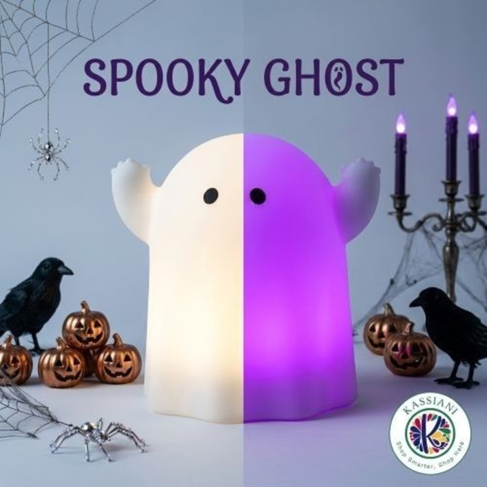 IKEA KUSTFYR Halloween Ghost LED Lamp Night Light White Purple Timer Battery